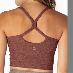 Beyond Yoga Red Rock & Tumbleweed Space-Dye Slim Racerback Crop Bra Tank Small